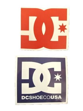 DC Shoes Sticker Lot 2 Logo Skateboarding Brand Decals Red Blue Vintage Style